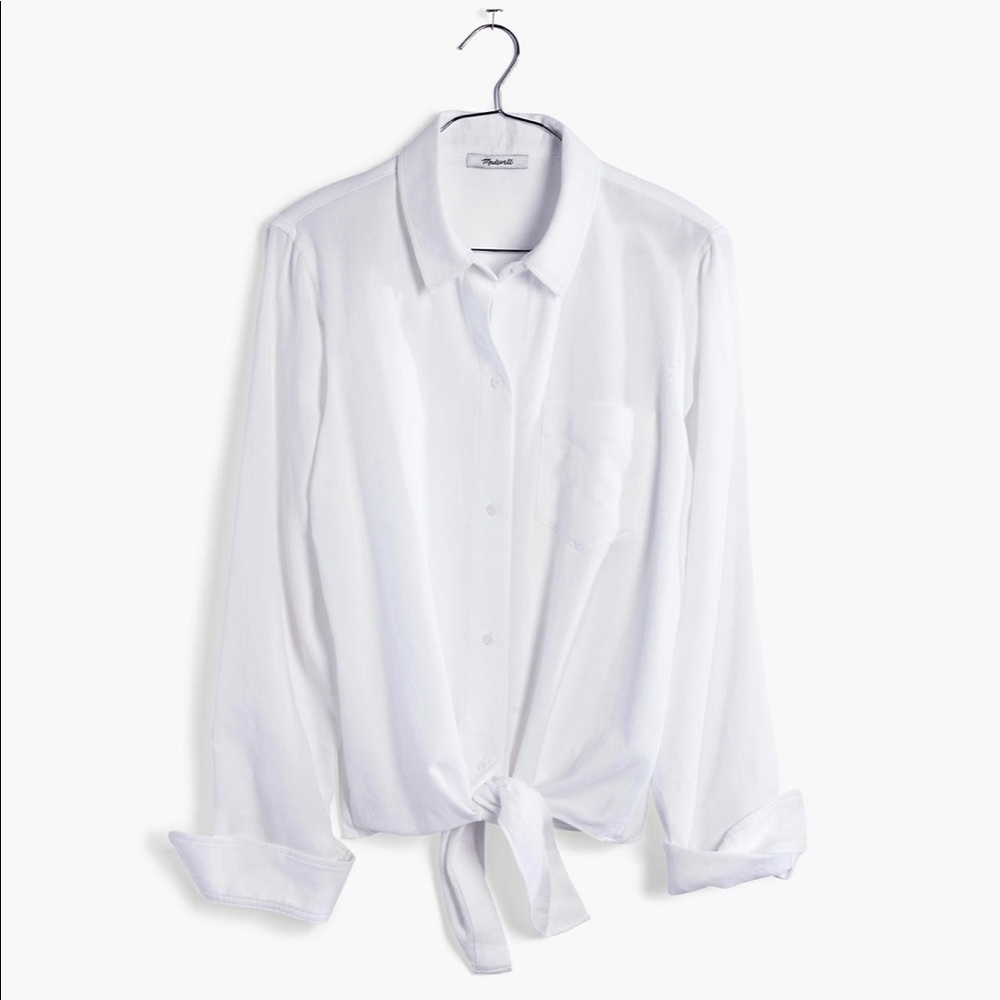 Madewell White Tie-Front Shirt